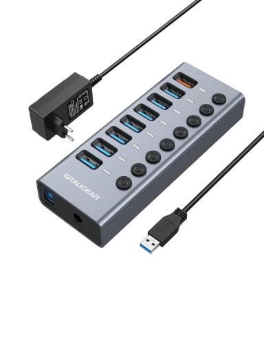 Graugear 7-portowy koncentrator USB-A 3.0 + 1x port ładowania - 1922656