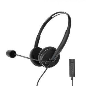Energy Sistem Headset Office 2+ Czarny, wtyczka USB i 3,5 mm, regulacja głośności, wysuwany mikrofon na wysięgniku. Sistem Energetyczny | Zestaw słuchawkowy Office 2+ | Przewodowe słuchawki douszne |