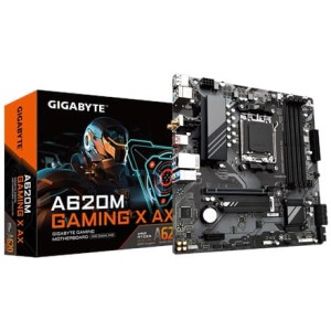 Rodzina procesorów Gigabyte A620M GAMING X AX 1.0 M/B Gniazdo procesora AMD AM5 DDR5 DIMM Gniazda pamięci 4 Obsługiwane interfejsy dysków twardych SATA, M.2 Liczba złączy SATA 4 Chipset AMD A620 Micro