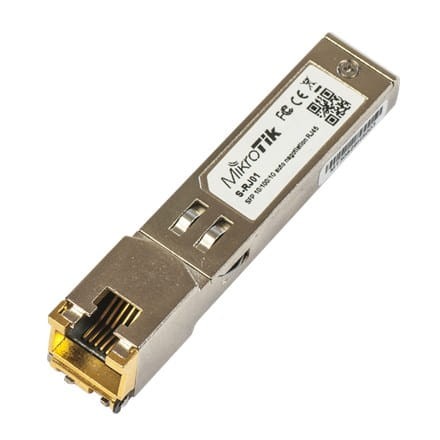 MikroTik | Złącze S-RJ01 | SFP | Miedź | Gniazdo RJ-45 | 10/100/1000 Mbit/s | Maksymalna odległość transferu 100 m | Od 0 do +85C - 1930499