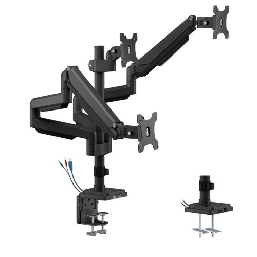 Uchwyt biurkowy do trzech  monitorów czarny Ergo Office, ze sprężyną gazową, 17"-30", 7 kg, 1x USB 3.0, 2x mini-jack, ER-408B - 1935125