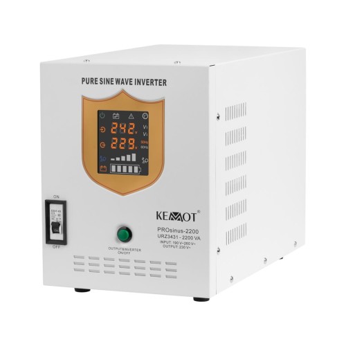 Zasilacz awaryjny KEMOT PROsinus-2200  przetwornica z czystym przebiegiem sinusoidalnym i funkcją ładowania  12V 230V 2200VA/1600W - 1938241