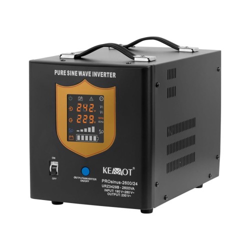 Zasilacz awaryjny KEMOT PROsinus-2600/24  przetwornica z czystym przebiegiem sinusoidalnym i funkcją ładowania  24V 230V 2600VA/1800W - kolor czarny - 1938242
