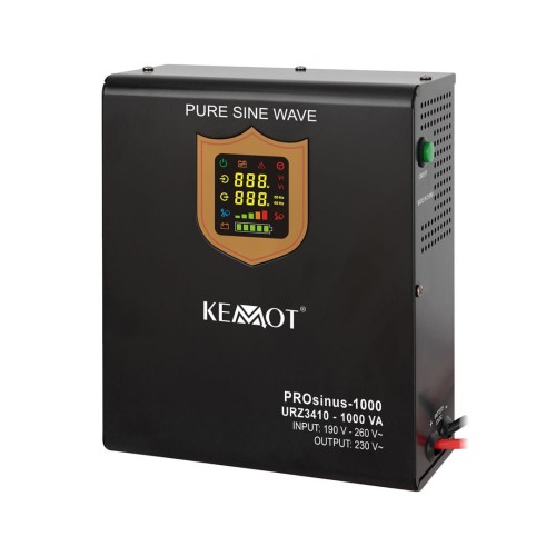 Zasilacz awaryjny naścienny KEMOT PROsinus-1000  przetwornica z czystym przebiegiem sinusoidalnym i funkcją ładowania  12V 230V 1000VA/700W - 1938255