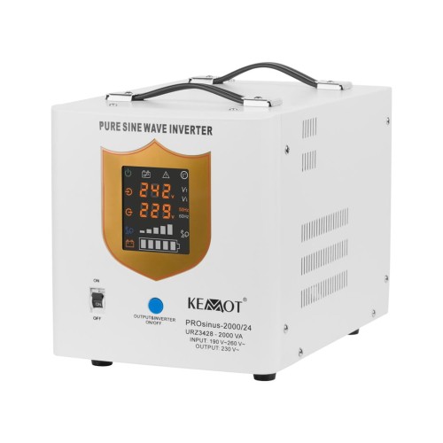 Zasilacz awaryjny KEMOT PROsinus-2000/24  przetwornica z czystym przebiegiem sinusoidalnym i funkcją ładowania  24V 230V 2000VA/1400W - 1938256