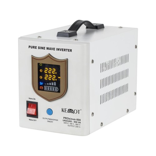 Zasilacz awaryjny KEMOT PROsinus-800 przetwornica z czystym przebiegiem sinusoidalnym i funkcją ładowania  12V 230V 800VA/500W - 1938258