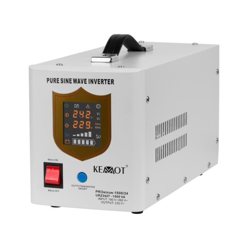 Zasilacz awaryjny KEMOT PROsinus-1500/24  przetwornica z czystym przebiegiem sinusoidalnym i funkcją ładowania  24V 230V 1500VA/1050W - 1938265
