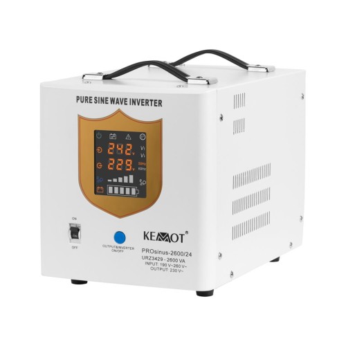Zasilacz awaryjny KEMOT PROsinus-2600/24  przetwornica z czystym przebiegiem sinusoidalnym i funkcją ładowania  24V 230V 2600VA/1800W - 1938267