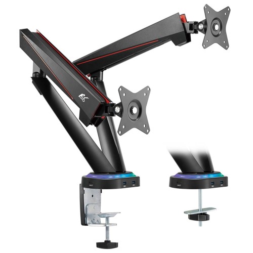 Uchwyt biurkowy na 2 monitory NanoRS RS887 gamingowy, 17-32" 2x 8kg (max 16kg) vesa 75x75 i 100x100 - 1935162