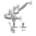 Uchwyt biurkowy do trzech monitorów szary Ergo Office ER-408G, ze sprężyną gazową, 17"-30", 7 kg, 1x USB 3.0, 2x mini-jack - 1131545