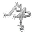 Uchwyt biurkowy do trzech monitorów szary Ergo Office ER-408G, ze sprężyną gazową, 17"-30", 7 kg, 1x USB 3.0, 2x mini-jack - 1131552