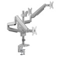 Uchwyt biurkowy do trzech monitorów szary Ergo Office ER-408G, ze sprężyną gazową, 17"-30", 7 kg, 1x USB 3.0, 2x mini-jack - 1131546