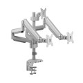 Uchwyt biurkowy do trzech monitorów szary Ergo Office ER-408G, ze sprężyną gazową, 17"-30", 7 kg, 1x USB 3.0, 2x mini-jack - 1131547