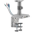 Uchwyt biurkowy do trzech monitorów szary Ergo Office ER-408G, ze sprężyną gazową, 17"-30", 7 kg, 1x USB 3.0, 2x mini-jack - 1131551