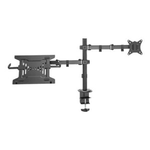 Uchwyt biurkowy DIGITUS podwójne ramię na 1xLCD 32" 4kg, 1xNotebook 15,4" 9kg