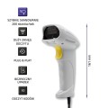 Czytnik kodów kreskowych Qoltec laserowy 1D | USB | Biały - 1132354