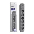 Listwa zasilająca Qoltec 6 gniazd | 1.8m | Szara - 975376