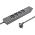 Listwa antyprzepięciowa Qoltec 4 gniazda | 2xUSB | 1.8m | Szara - 1385628