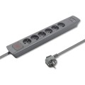 Listwa antyprzepięciowa Qoltec 6 gniazd | 2xUSB | 1.8m | Szara - 1385769