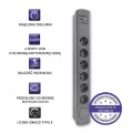 Listwa antyprzepięciowa Qoltec 6 gniazd | 2xUSB | 1.8m | Szara - 1385771