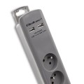 Listwa antyprzepięciowa Qoltec 6 gniazd | 2xUSB | 1.8m | Szara - 1385774
