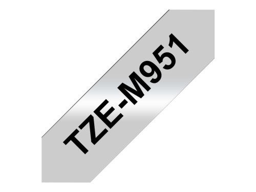 BROTHER TZEM951 Taśma Brother 24mm BLACK ON SILVER (MAT) TAPE / METALIC - 1943239