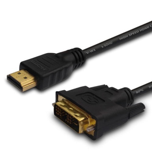 Kabel adapter Savio CL-139 HDMI - DVI-D 1,5m, czarny, złote końcówki - 909949