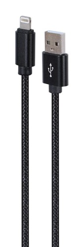 GEMBIRD KABEL USB - DO 8 PIN W OPLOCIE TEKSTYLNYM, WTYKI W OSŁONIE METALOWEJ 1.8M, ŁADOWANIE/TRANSMISJA DANYCH, CZARNY - 1944924