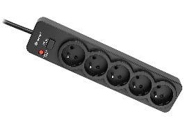 TRACER PowerGuard PRO 1.8m Black 5 sockets. 1 buttons power strip