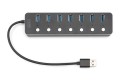 Hub USB 3.0/Koncentrator DIGITUS 7-portowy USB A + adapter USB-C 5Gbps z wyłącznikami aluminiowy aktywny - 1772520