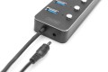 Hub USB 3.0/Koncentrator DIGITUS 7-portowy USB A + adapter USB-C 5Gbps z wyłącznikami aluminiowy aktywny - 1951882