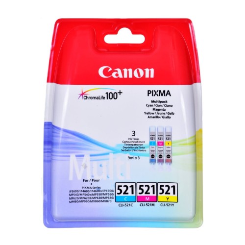 CANON 2934B010 Canon C/M/Y CLI521CMY (CLI-521CMY) 3x9ml iP3600/4600/4700/MP540/550/560 - 1955682