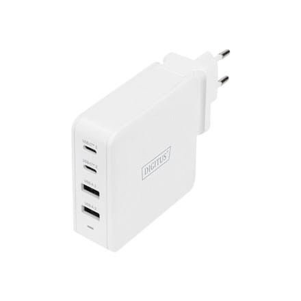 Ładowarka sieciowa DIGITUS uniwersalna zasilacz 4 porty 2x USB-C 2x USB-A PD 3.0 100W biała - 1956406