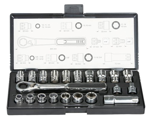 MAKITA ZEST.NASADEK+KLUCZ Z ADAPTEREM 1/4" 3/8" 21el - 1949975