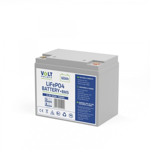 AKUMULATOR VOLT POLSKA LITOWO-ŻELAZOWO-FOSFORANOWY LiFePO4 12V 60Ah 60A - 1938116