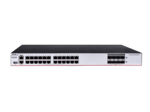 Zarządzalny Switch Ruijie | L3 | 24 porty 1Gbit + 8 portów SFP+ 10Gbit | 1 slot rozszerzeń, 3 wentylatory, 2 sloty na zasilacze (brak w zestawie) | Rack - 1959305