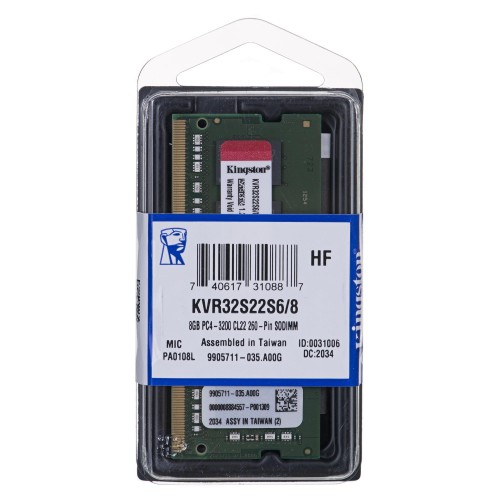 Pamięć SODIMM DDR4 Kingston ValueRAM 8GB (1x8GB) 3200MHz CL22 1,2V single rank Non-ECC - 1961076