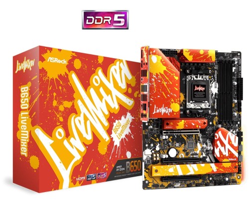 Płyta ASrock B650 LiveMixer /AMD B650/DDR5/SATA3/M.2/PCIe4.0/AM5/ATX - 1961587