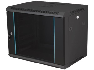 Szafa wisząca 19" 15U 600x600, niedzielona, drzwi szklane jednoskrzydłowe, tył osłona pełna, osłony boczne zamykane na klucz, kolor czarny FLAT PACK, Q-LANTEC