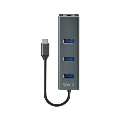 HUB USB-C 3.1 SAVIO AK-57 z adapterem RJ-45 3-portowy - 1305490
