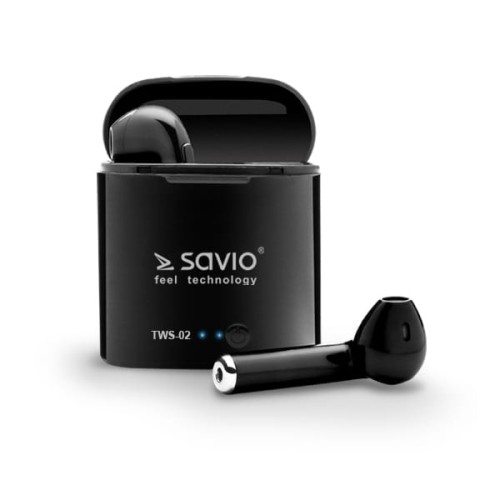 Słuchawki bezprzewodowe z mikrofonem Savio TWS-02 Bluetooth czarne - 1010882
