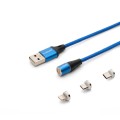 Kabel USB 2.0 SAVIO CL-154 USB – USB Typ C, Micro i Lightning, QC i PD 3.0, magnetyczny, 1m, niebieski - 1038987