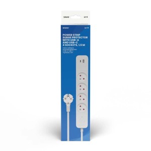 Listwa zasilająca przeciwprzepięciowa SAVIO LZ-11 4 gniazda i 2 gniazda USB Quick Charge, 1,5m