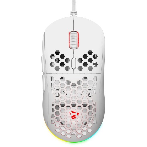 Mysz przewodowa SAVIO HEX-R White 200-12000 DPI, PMW3327, 8 przycisków, Optyczna, ARGB, LED, Biała - 1067359