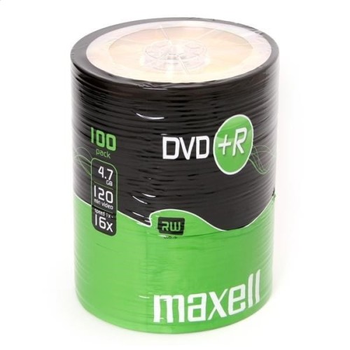 MAXELL DVD+R 4,7GB, 100 szt. w opakowaniu SHRINK. Prędkość zapisu 16X, 120 min. Przeznaczenie nagrywanie Multimediów. - 1976723