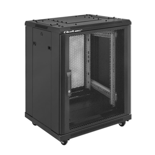 Szafa RACK Qoltec 19" | 15U | 600 x 600 x 855 | perforowane drzwi | stalowa obudowa - 1880254