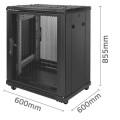 Szafa RACK Qoltec 19" | 15U | 600 x 600 x 855 | perforowane drzwi | stalowa obudowa - 1940315