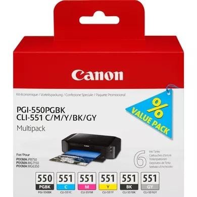 Tusz Canon Pgi-550/Cli-551 Multipack Pgbk/C/M/Y/Bk/Gy - 1845958