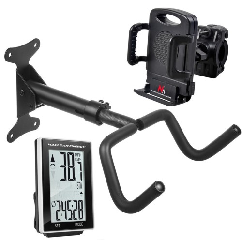 Rowerowy uchwyt ścienny  Maclean, poziomy, stal, max. obciążenie 30kg,  + uchwyt na telefon + licznik - 2009455