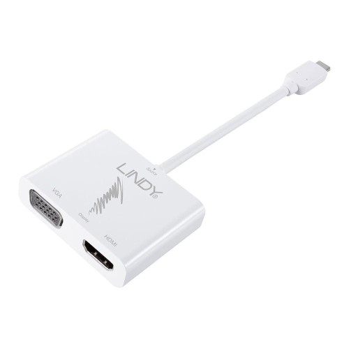 Adapter LINDY Dual Display Coverter USB-C HDMI VGA MST Hub - 1629934